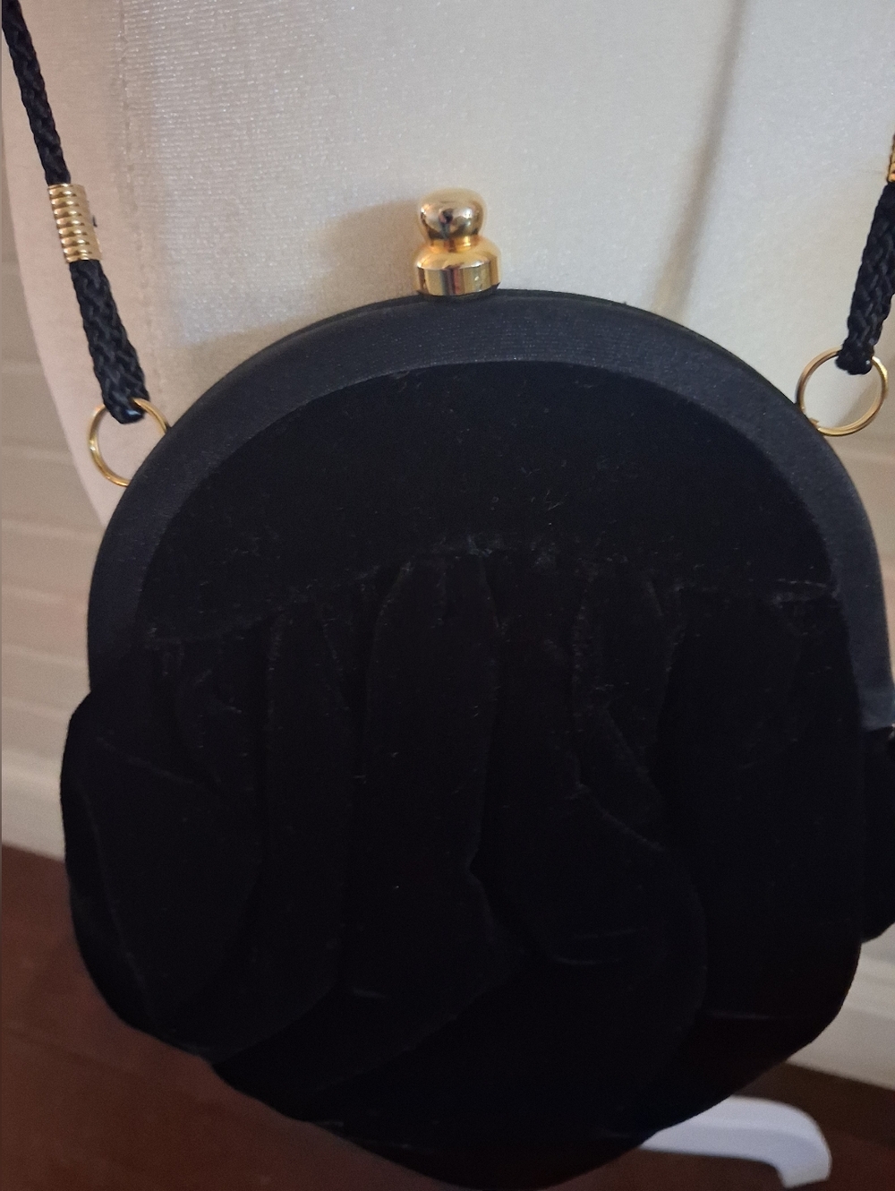 Black Velvet Evening Clutch with Gold Accent